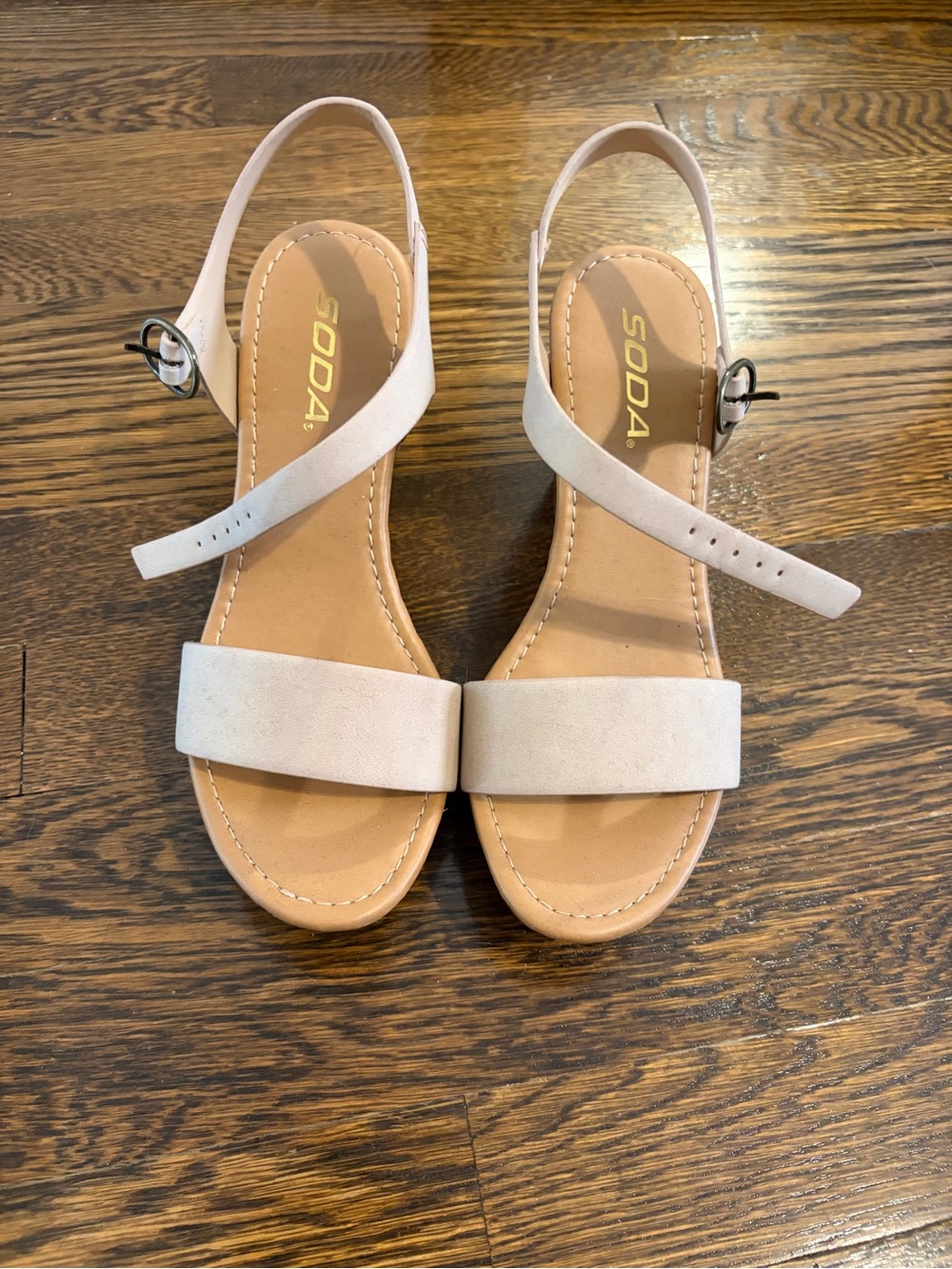 Soda Women’s Pale Pink Open-Toe Slingback Sandals